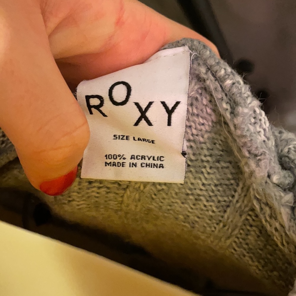 Roxy Long Gray Knit Half Button Up - image 4